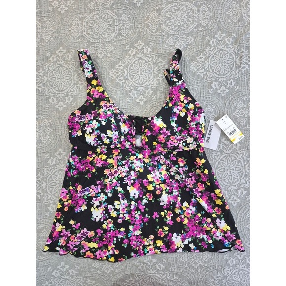 Lands' End Floral Print Tankini Top Swimsuit Top Multicolor Women's - Picture 3 of 3